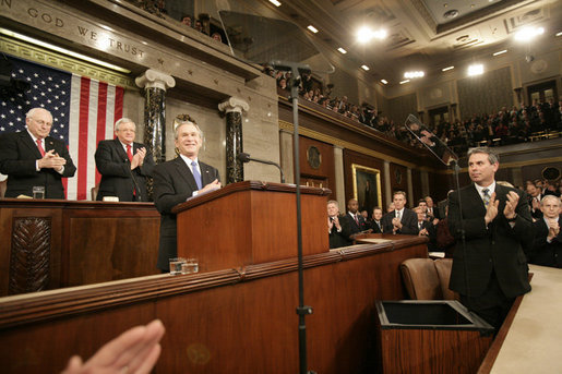 President George W, Bush is applauded as he delivers his State of the Union remarks Tuesday, Jan. 31, 2006 at the United States Capitol. White House photo by Eric Draper