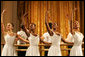Young dancers from The Dance Theatre Harlem perform during a dinner held at the White House Monday, February 6, 2006. The Dance Theatre of Harlem offers training to more than 1,000 young adults annually and has taken arts education to young people all over the world. White House photo by Shealah Craighead