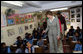 Mrs. Laura Bush meets and waves to children during her tour of Prayas, Thursday, March 2, 2006, in New Delhi, India. White House photo by Shealah Craighead