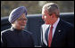 President George W. Bush is greeted by India's Prime Minister Manmohan Singh upon arrival Thursday, March 2, 2006, at the presidential residence in New Delhi. White House photo by Eric Draper