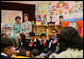 Mrs. Laura Bush observes a class lesson in the Children's Resources International clasroom at the U.S. Embassy , Saturday, March 4, 2006 in Islamabad, Pakistan. White House photo by Shealah Craighead