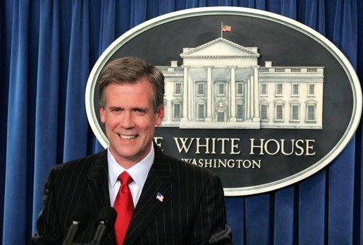 White House Press Secretary Tony Snow, Tuesday, May 16, 2006, fields questions during his first briefing after replacing Scott McClellan. White House photo by Paul Morse