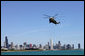 Marine One, with President George W. Bush aboard, arrives in Chicago Monday, May 22, 2006. White House photo by Eric Draper