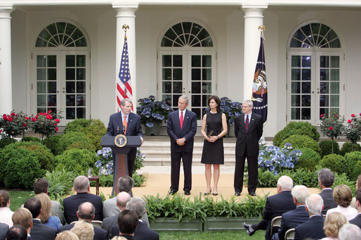 Rob Portman speaks during his swearing-in ceremony as the Director of the Office of Management and Budget in the Rose Garden Friday, June 2, 2006. White House photo by Kimberlee Hewitt
