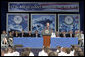 President George W. Bush delivers the commencement address during the graduation ceremony at the United States Merchant Marine Academy at Kings Point, New York, Monday, June 19, 2006. America has invested in you, and she has high expectations," said President Bush. "My call to you is this: Trust your instincts, and use the skills you were taught here to give back to your nation. Do not be afraid of mistakes; learn from them. Show leadership and character in whatever you do. The world lies before you. I ask you to go forth with faith in America, and confidence in the eternal promise of liberty." White House photo by Kimberlee Hewitt