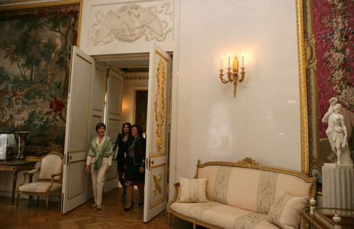 Mrs. Laura Bush and Mrs. Lyudmila Putina tour the Pavlovsk Palace in St. Petersburg, Russia, Saturday, July 15, 2006. White House photo by Shealah Craighead