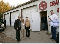 President George W. Bush and Laura Bush greet fellow voters after casting their ballots at the Crawford Fire Station in Crawford, Texas, Tuesday, Nov. 7, 2006. White House photo by Eric Draper