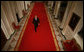 President George W. Bush walks through Cross Hall en route to the East Room of the White House Wednesday, Nov. 8, 2006, from where he spoke to the nation regarding Tuesday's election. White House photo by Paul Morse