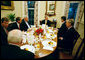 President George W. Bush shares breakfast with the Bicameral Republican Leadership Thursday morning, Nov. 9, 2006, at the White House. With the President, to his right (clockwise) are: Sen. Bill Frist, R-Tenn; Mitch McConnell, R-Ky; Vice President Dick Cheney, Missouri Rep. Roy Blunt, Ohio Rep. John Boehner and House Speaker Dennis Hastert of Illinois. White House photo by Paul Morse