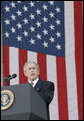 President George W. Bush addresses the Veteran’s Day ceremonies Saturday, Nov. 11, 2006, at Arlington National Cemetery in Arlington, Va. White House photo by Kimberlee Hewitt
