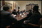 President George W. Bush meets with Jewish leaders from the higher education community in the Roosevelt Room Monday, Dec. 18, 2006. White House photo by Eric Draper