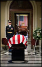 Former President Gerald R. Ford lies in repose in front of the House Chamber at the U.S. Capitol before proceeding to the Rotunda for the State Funeral ceremony, Saturday, December 30, 2006. Former President Ford served in the House of Representatives for 24 years. White House photo by David Bohrer