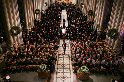Boy Scouts attending the State Funeral service for former.