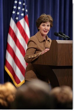 Mrs. Laura Bush talks about controlling malaria in Africa with groups who combat the disease during a roundtable discussion in the Dwight D. Eisenhower Executive Office Building Thursday, Feb. 15, 2007. "President Bush and I appreciate your work. We urge you and even more faith-based and community organizations to join these efforts," said Mrs. Bush. "We also encourage religious and community groups to reach more people by using their resources strategically."  White House photo by Shealah Craighead