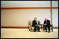 Vice President Dick Cheney talks with Japan's Emperor Akihito during a visit Wednesday, Feb. 21, 2007, to the Imperial Palace in Tokyo. White House photo by David Bohrer