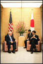 Vice President Dick Cheney meets with Prime Minister Shinzo Abe of Japan, Wednesday, Feb. 21, 2007, at the Kantei, the official residence of the Prime Minister, in Tokyo. White House photo by David Bohrer