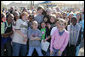Mrs. Laura Bush poses for a photo Thursday, Feb. 22, 2007 with children at the D’Iberville Elementary School in D’Iberville, Miss. White House photo by Shealah Craighead