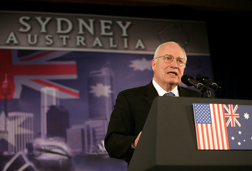 Vice President Dick Cheney delivers remarks Friday, Feb. 23, 2007, to the Australian-American Leadership Dialogue in Sydney. The Vice President told the audience, "This alliance is strong because we want it to be, and because we work at it, and because we respect each other as equals. That's the spirit of the Australian-American Leadership Dialogue -– and I thank the men and women of this organization for your tremendous contributions to the good of our alliance." White House photo by David Bohrer