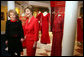Mrs. Laura Bush and Mrs. Nancy Reagan pose for a photo during a tour of the Red Dress Exhibit at the Ronald Reagan Presidential Library and Museum Wednesday, Feb. 28, 2007, in Simi Valley, Calif. The exhibit features red dresses and suits worn by America’s First Ladies who have joined the Heart Truth campaign to raise awareness of heart disease as the #1 killer of women. White House photo by Shealah Craighead