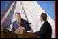 President George W. Bush and Mexicos President Felipe Calderon appear before reporters Wednesday, March 14, 2007 in Merida, Mexico, during a joint news conference. Mexico is the last stop on President Bushs five country visit to Latin America. White House photo by Paul Morse
