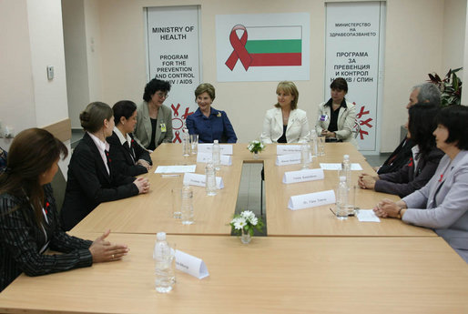 Mrs. Laura Bush participates in a roundtable discussion on HIV/Aids Monday, June 11, 2007, at the Ministry of Health in Sofia, Bulgaria. White House photo by Shealah Craighead