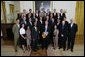 President George W. Bush stands with members of the University of California, Irvine Men's Volleyball 2007 Championship Team Monday, June 18, 2007 at the White House, during a photo opportunity with the 2006 and 2007 NCAA Sports Champions. White House photo by Eric Draper