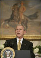 President George W. Bush delivers his remarks on health care initiatives Wednesday, June 27, 2007 in the Roosevelt Room of the White House, including legislation in Congress regarding the expansion of the State Children's Health Insurance Program. White House photo by Joyce N. Boghosian
