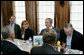 President George W. Bush meets with community leaders for a lunch meeting at Slyman’s Restaurant in Cleveland, Ohio, Tuesday, July 10, 2007. White House photo by Chris Greenberg
