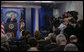 Members of the White House media focus their cameras on President George W. Bush Thursday, Sept. 20, 2007, during a morning press conference in the James S. Brady Briefing Room of the White House. White House photo by Chris Greenberg