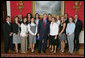 President George W. Bush stands with members of Duke University Women's Golf Team Championship Team Friday, Sept. 21, 2007, at the White House during a photo opportunity with the 2006 and 2007 NCAA Sports Champions. White House photo by Eric Draper
