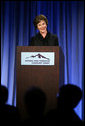 Mrs. Laura Bush addresses the National Park Foundation's Leadership Summit on Partnership and Philanthropy Inaugural Founders Award Dinner Monday, Oct. 15, 2007, in Austin, Texas. "Lady Bird Johnson wanted every American to experience the magic of our national parks. She made park preservation a priority of her husband's administration," said Mrs. Bush. "She championed the National Historic Preservation Act, which President Johnson signed 41 years ago today. The Act launched the first coordinated federal effort to safeguard our country's heritage, and has led to four decades of terrific preservation work throughout the United States." White House photo by Shealah Craighead