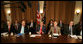 President George W. Bush emphasizes a point as he meets with his Cabinet Wednesday, Oct. 24, 2007, in the Cabinet Room of the White House. Speaking afterwards and on the topic of the California wildfires, the President said, ".I want the people in Southern California to know that Americans all across the land care deeply about them, we're concerned about their safety, we're concerned about their property, and we offer our prayers and hopes that all will turn out fine in the end." White House photo by Eric Draper