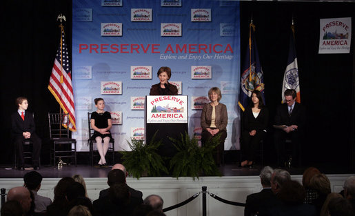 Mrs. Laura Bush addresses her remarks at the 2007 Preserve America National History Teacher of the Year Award at the Museum of the City of New York, Friday, Nov. 16, 2007 in New York, where Mrs. Bush honored fifth grade history teacher Maureen Festi, who teaches at Stafford Elementary School in Stafford, Conn., with the award. White House photo by Shealah Craighead