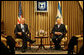 President George W. Bush and President Shimon Peres of Israel pose for the cameras before their meeting Wednesday, Jan. 9, 2008, at President Peres’ Jerusalem residence. White House photo by Eric Draper