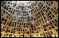 Photos and history of Holocaust victims frame the ceiling of the Hall of Names at Yad Vashem, the Holocaust Museum in Jerusalem. President George W. Bush visited the museum Friday, Jan. 11, 2008, paying his respects before continuing on to Galilee. White House photo by Chris Greenberg