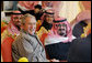 President George W. Bush joins Saudi King Abdullah bin Abd al-Aziz Al Saud, right, at a viewing of the King's prized horses Tuesday, Jan. 15, 2008 at the monarch's ranch in Al Janadriyah, Saudi Arabia. White House photo by Eric Draper