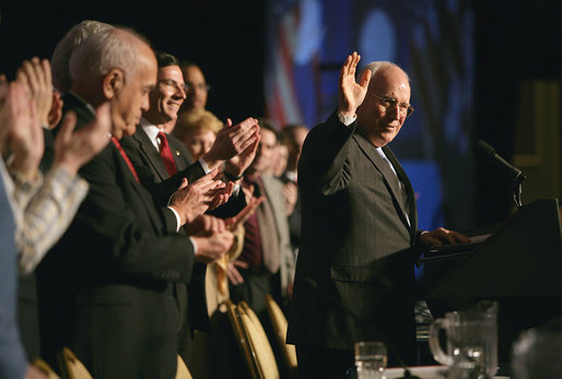 Vice President Dick Cheney receives a welcome before delivering his remarks at the 35th Conservative Political Action Conference Thursday, Feb. 7, 2008, in Washington, D.C. White House photo by David Bohrer