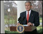President George W. Bush delivers a statement on the economy Friday, March 7, 2008, at the White House. Said the President, "I know this is a difficult time for our economy, but we recognized the problem early, and provided the economy with a booster shot. We will begin to see the impact over the coming months. And in the long run, we can have confidence that so long as we pursue pro-growth, low-tax policies that put faith in the American people, our economy will prosper." White House photo by Chris Greenberg