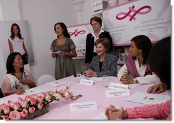Mrs. Laura Bush participates in a meeting of the Mexican Association Against Breast Cancer (Fundacion Cim*ab) Friday, March 14, 2008 in Mexico City. White House photo by Shealah Craighead