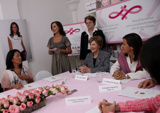 Mrs. Laura Bush participates in a meeting of the Mexican Association Against Breast Cancer (Fundacion Cim*ab) Friday, March 14, 2008 in Mexico City. White House photo by Shealah Craighead