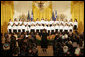 The Greek Orthodox Archdiocesan Metropolitan Youth Choir performs at the Celebration of Greek Independence Day Tuesday, March 25, 2008, in the East Room of the White House. White House photo by Joyce N. Boghosian