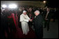 Vice President Dick Cheney and Mrs. Lynne Cheney bid farewell to Pope Benedict XVI Sunday, April 20, 2008, at John F. Kennedy International Airport in New York, wrapping up a six-day, U.S. visit that included a meeting with President George W. Bush, meetings with the Catholic faithful, interfaith dialogues and the celebration of Mass with over 57,000 people at Yankee Stadium in New York. White House photo by David Bohrer
