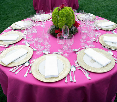 A table is set for the dinner in honor of Cinco de Mayo hosted by President George W. Bush and Mrs. Laura Bush in the Rose Garden Monday, May 5, 2008, at the White House. White House photo by Chris Greenberg.