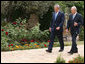 President George W. Bush and President Shimon Peres of Israel walk during their visit Wednesday, May 14, 2008, at the Jerusalem residence of President Peres. White House photo by Joyce N. Boghosian