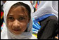 A young girl is seen outside of the Ayenda Learning Center during Mrs. Bush's visit Sunday, June 8, 2008, in Bamiyan, Afghanistan. White House photo by Shealah Craighead