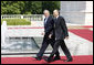 President George W. Bush walks with Slovenia's Prime Minister Janez Janša following a meeting at Brdo Castle Tuesday, June 10, 2008, in Kranj, Slovenia. White House photo by Eric Draper
