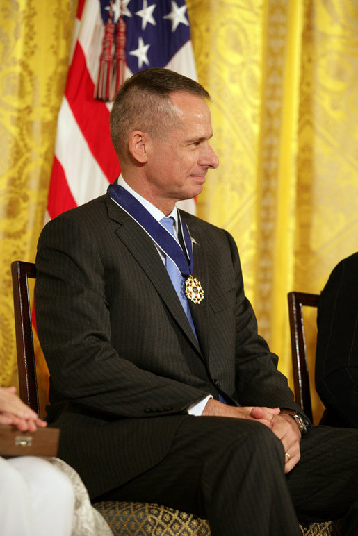 General Peter Pace receives applause after receiving the Presidential Medal of Freedom Thursday, June 19, 2008, during the Presidential Medal of Freedom ceremony in the East Room at the White House. White House photo by Shealah Craighead