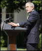 President George W. Bush delivers a statement on the G8 Summit Wednesday, July 2, 2008, in the Rose Garden of the White House. White House photo by Eric Draper