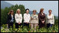 With Mt. Yoteizan as a backdrop, the G-8 Spouses pause Tuesday, July 8, 2008, for their family photo in the village of Makkari on the northern Japanese island of Hokkaido. White House photo by Shealah Craighead