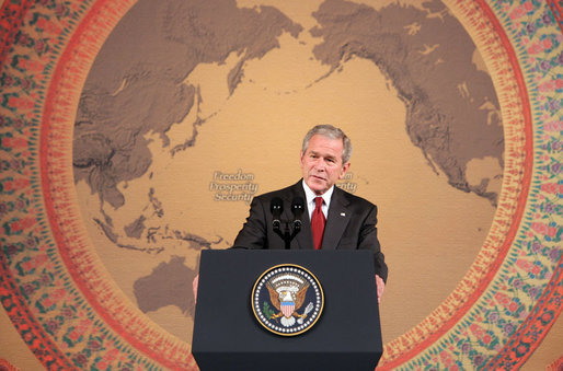 President George W. Bush delivers remarks at the Queen Sirikit National Convention Center Thursday, August 7, 2008, in Bangkok. White House photo by Chris Greenberg